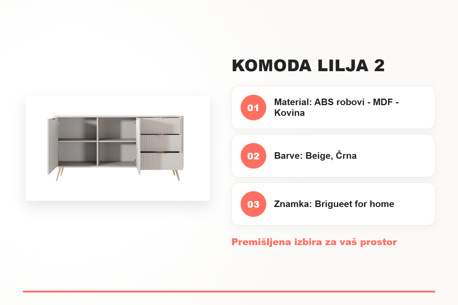Komoda LILJA 2 – pregled ključnih lastnosti