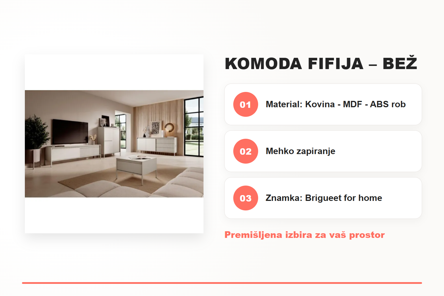 Komoda FIFIJA – bež – pregled ključnih lastnosti
