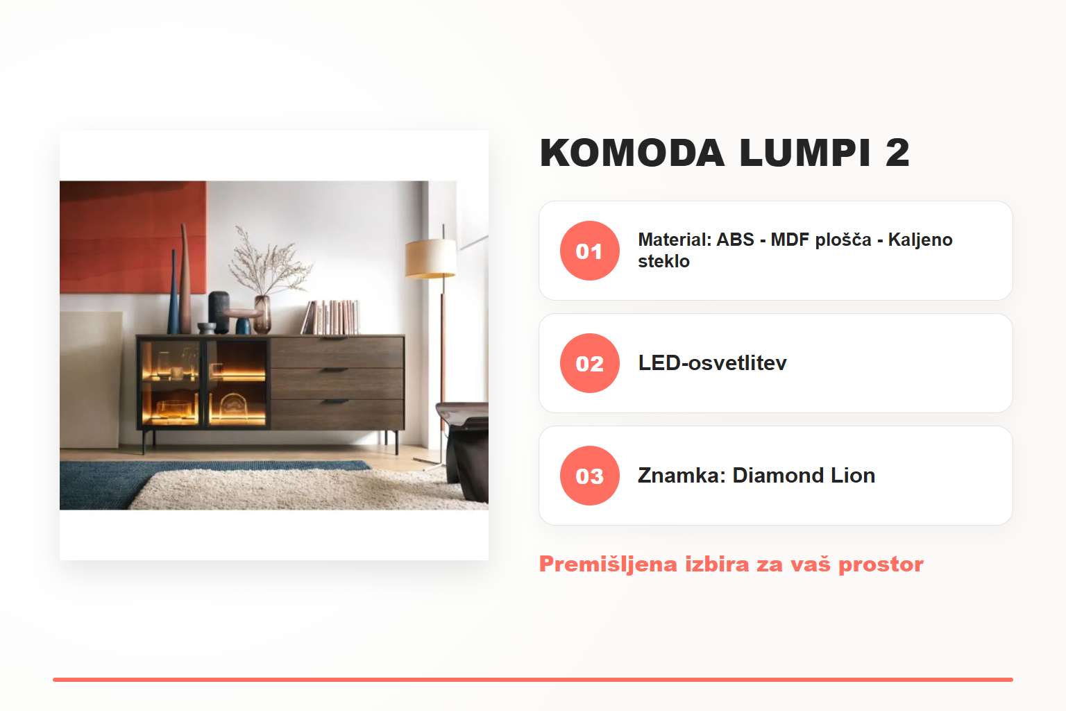 Komoda LUMPI 2 – pregled ključnih lastnosti