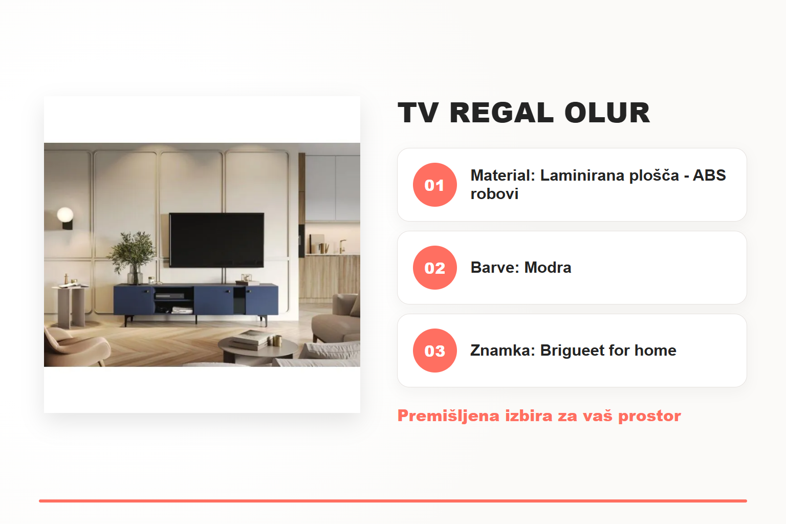 TV regal OLUR – pregled ključnih lastnosti