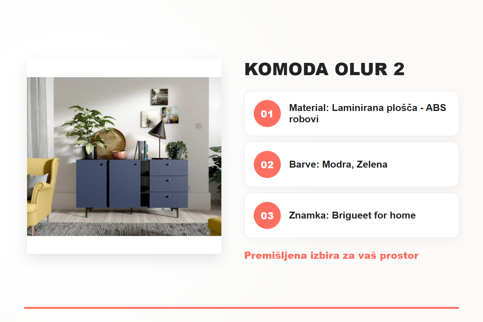 Komoda OLUR 2 – pregled ključnih lastnosti