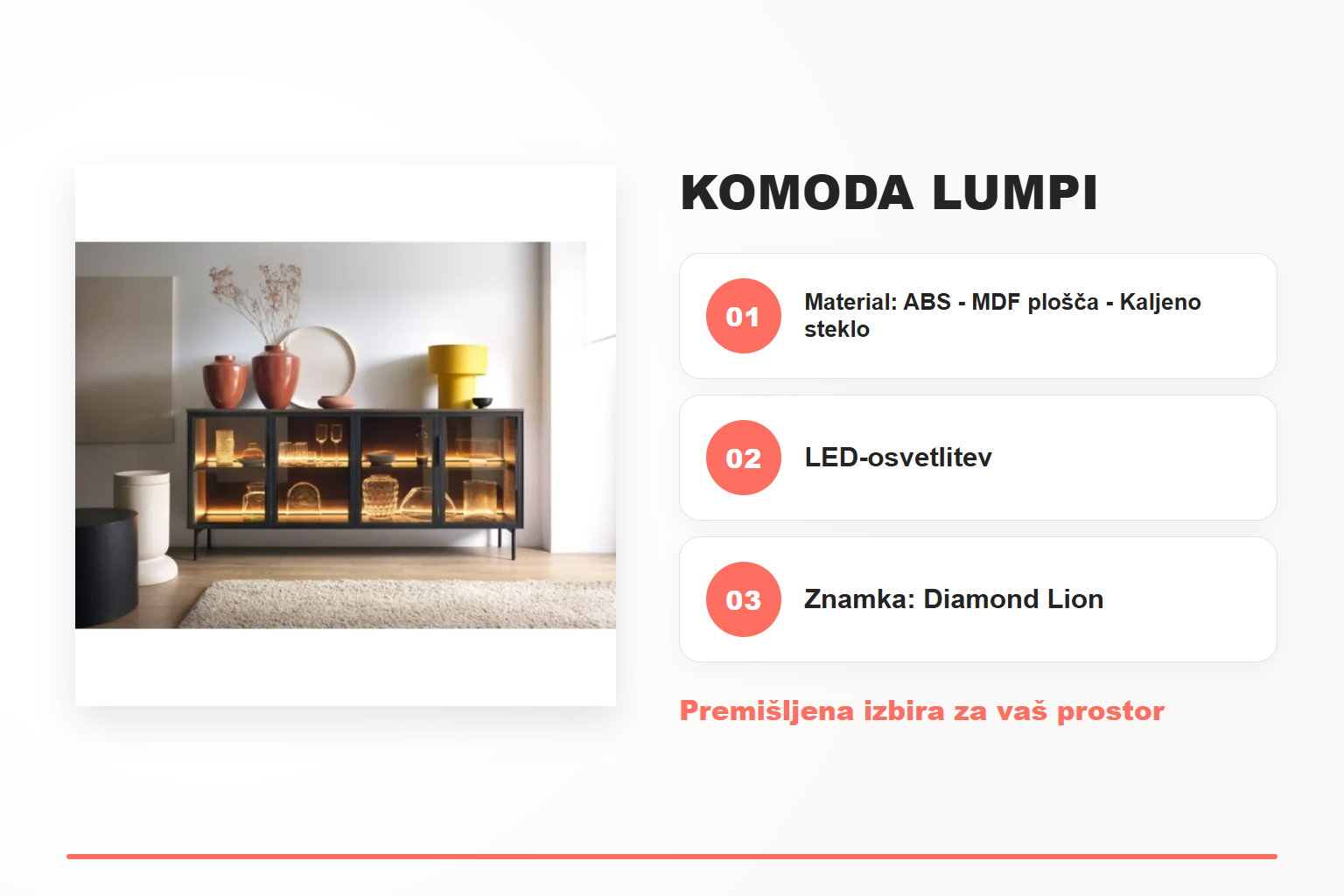 Komoda LUMPI – pregled ključnih lastnosti