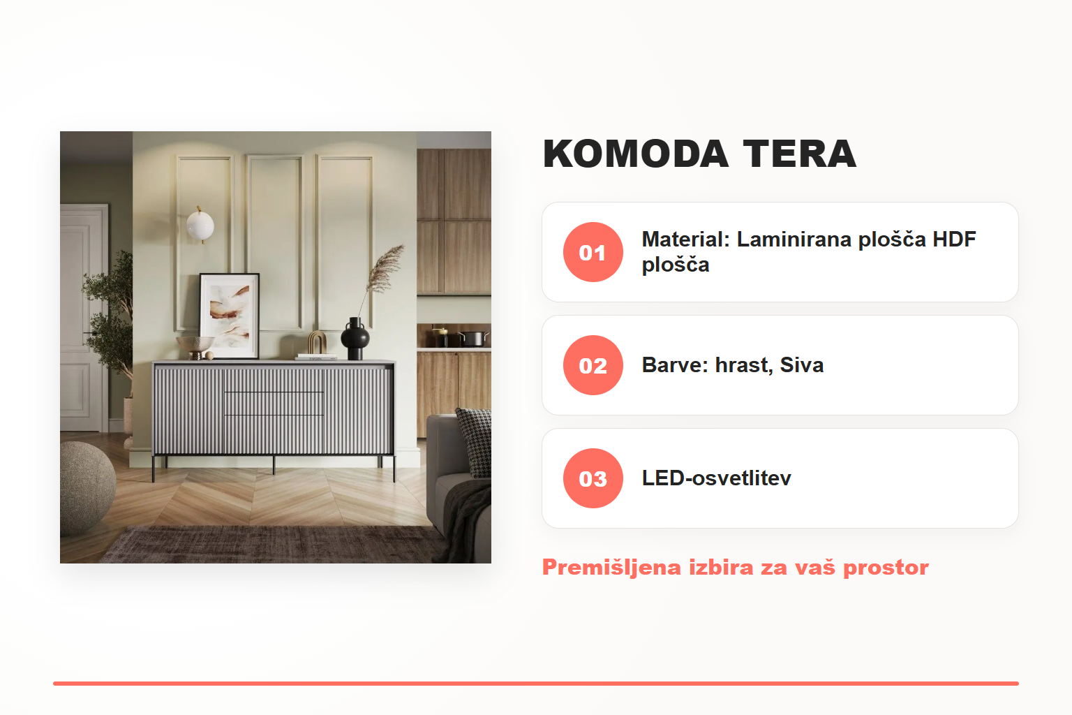 Komoda TERA – pregled ključnih lastnosti
