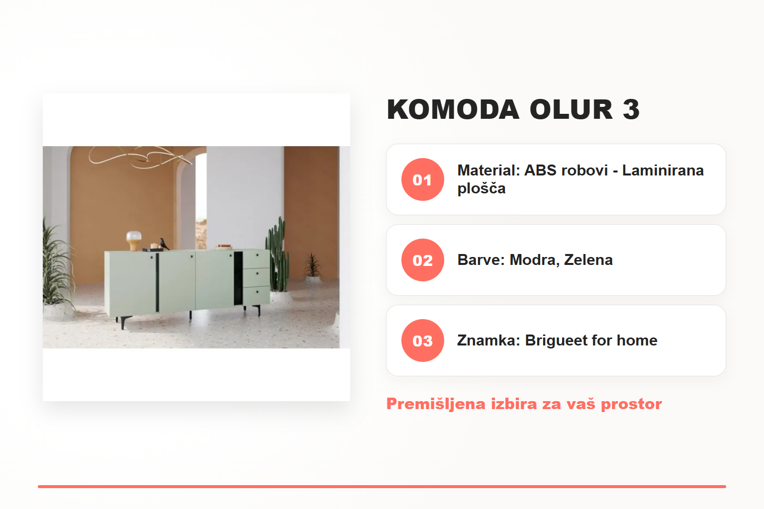 Komoda OLUR 3 – pregled ključnih lastnosti