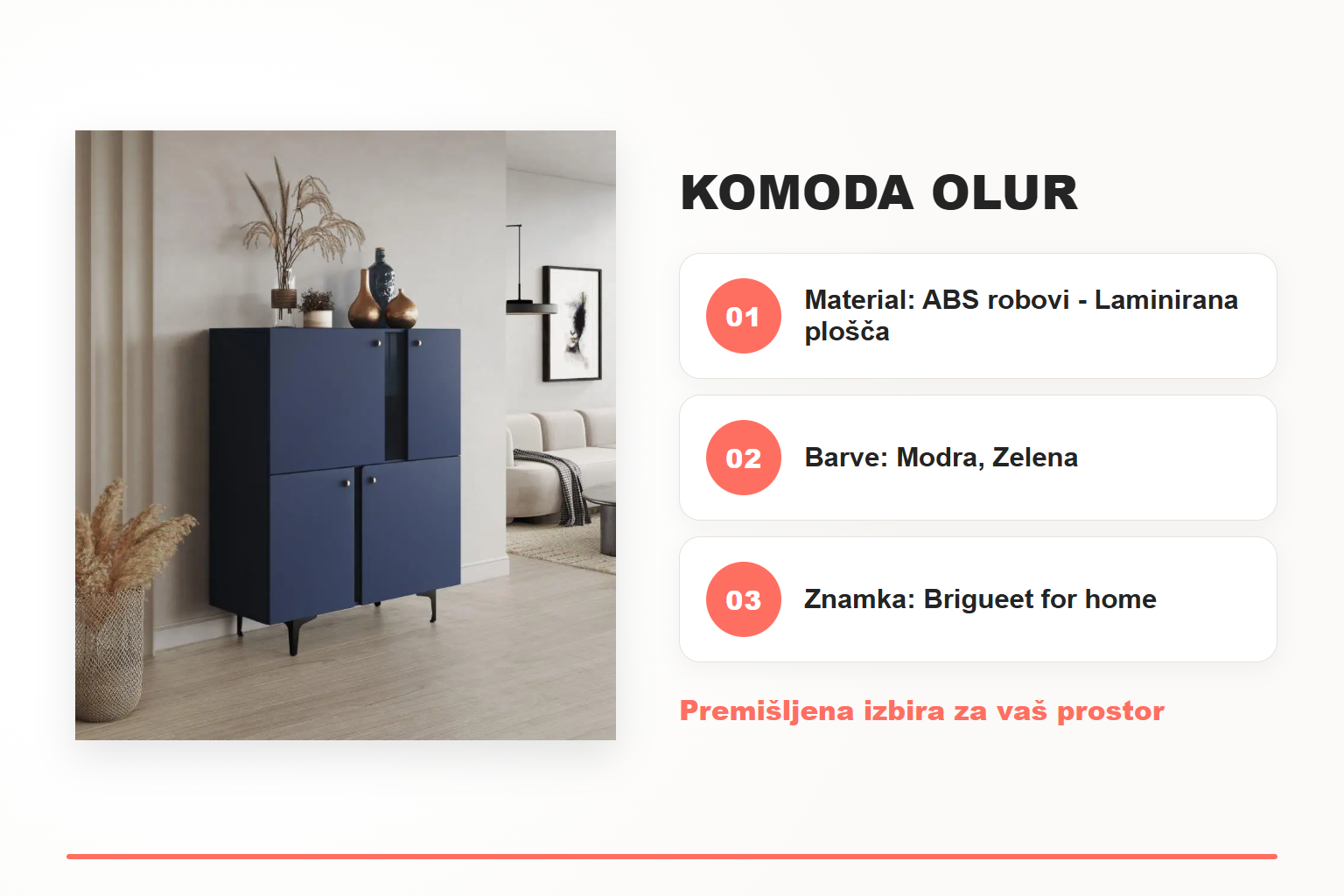 Komoda OLUR – pregled ključnih lastnosti