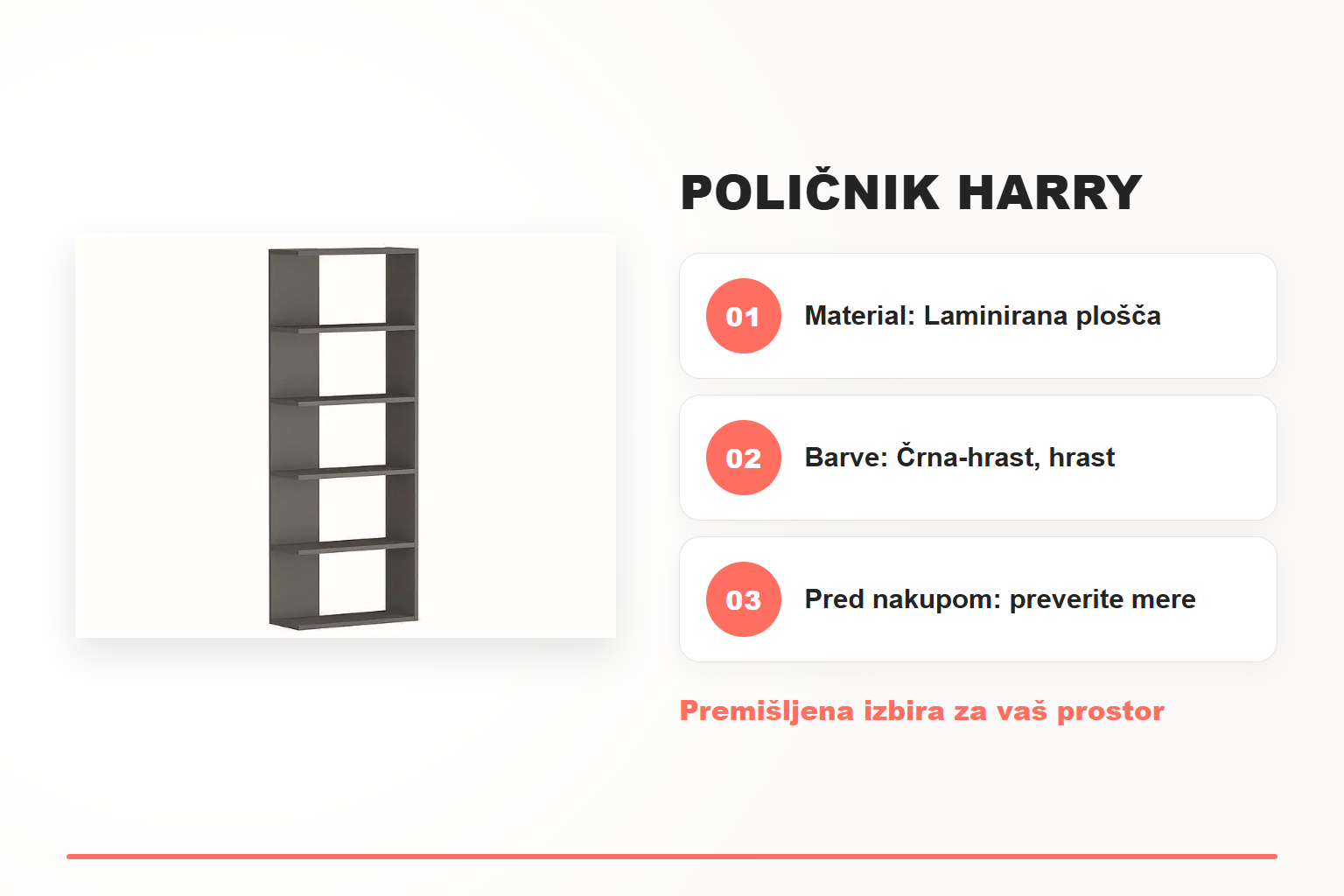 Poličnik HARRY – pregled ključnih lastnosti