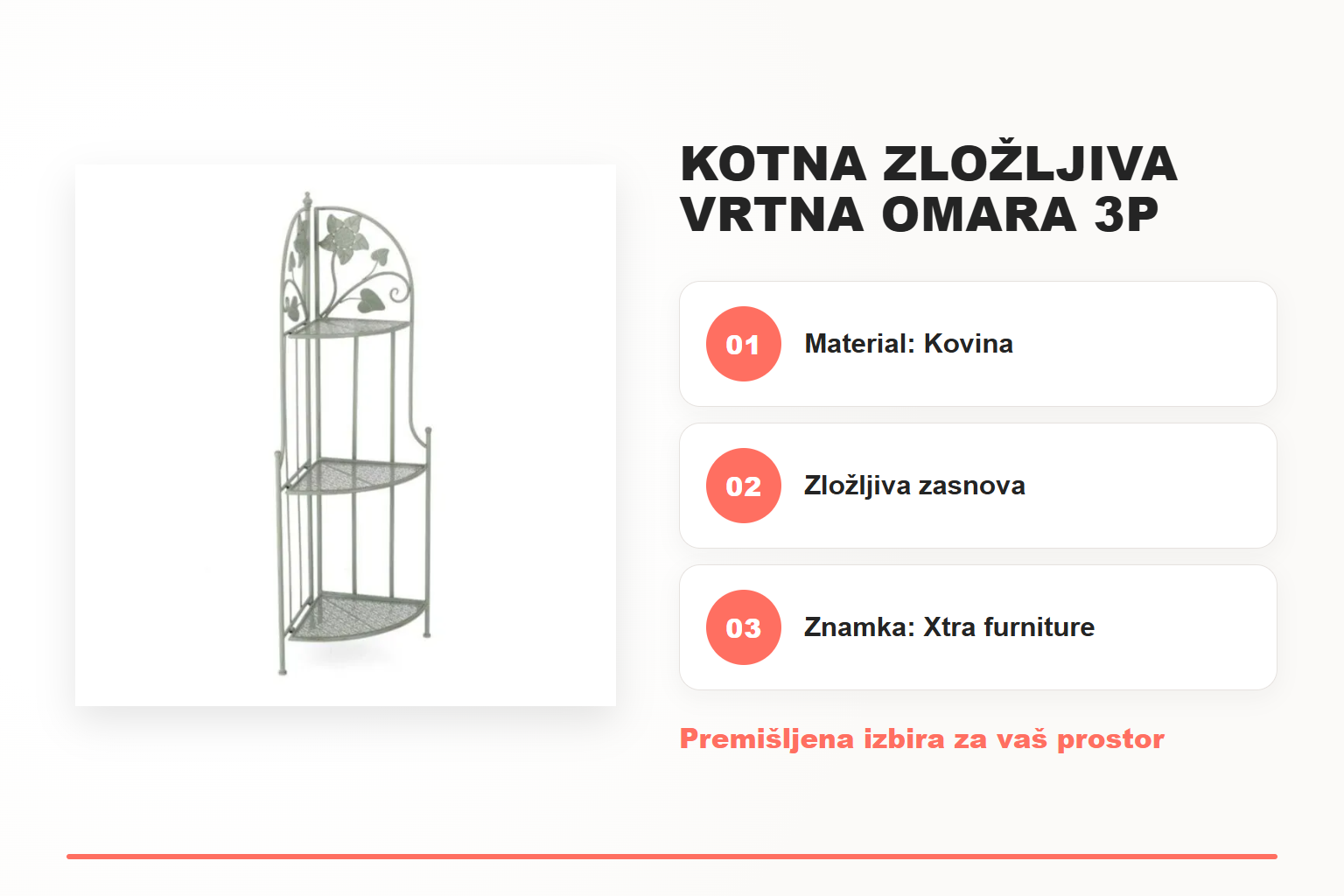 Kotna zložljiva vrtna omara 3P HARRIET – pregled ključnih lastnosti