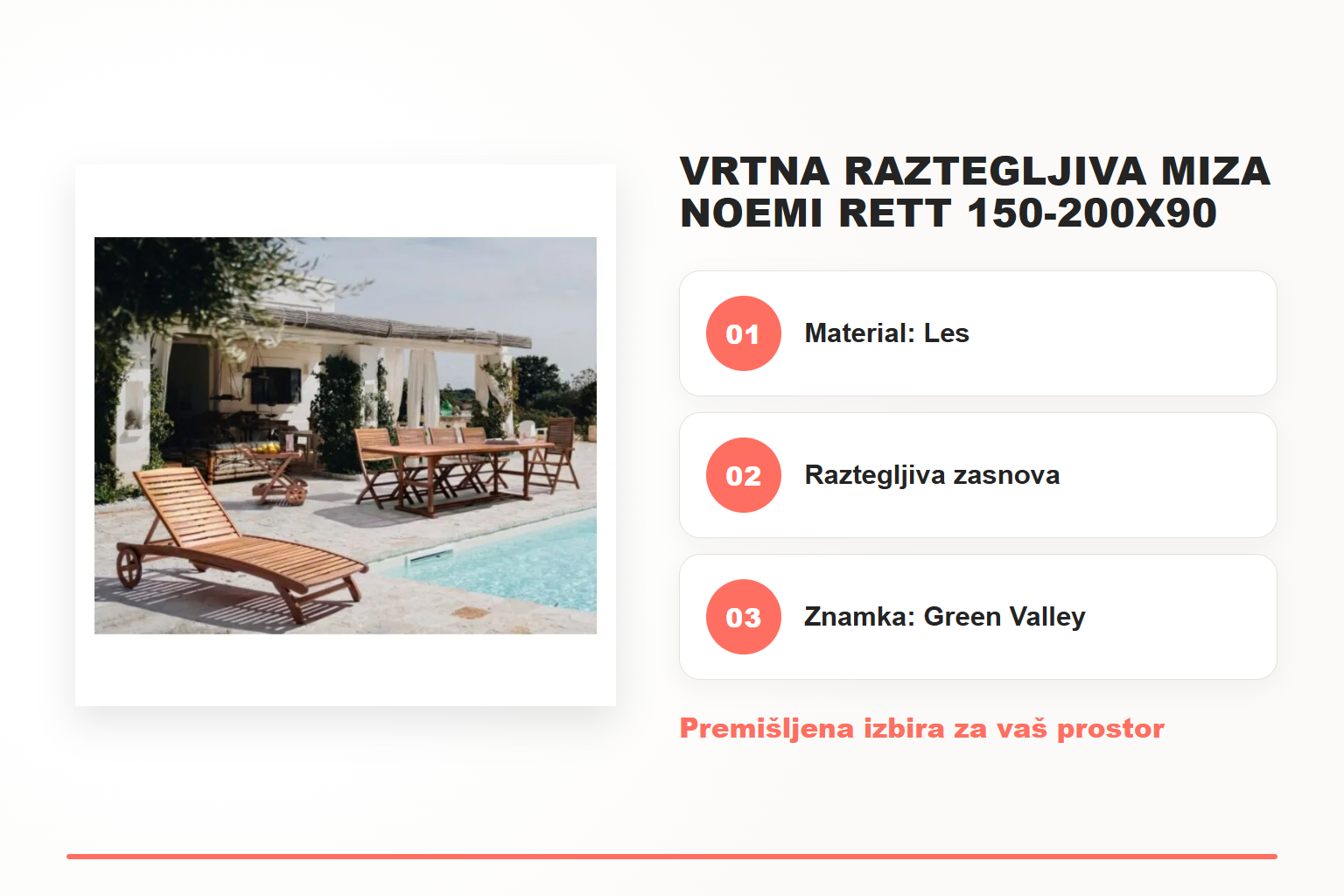 Vrtna raztegljiva miza NOEMI RETT 150-200X90 – pregled ključnih lastnosti