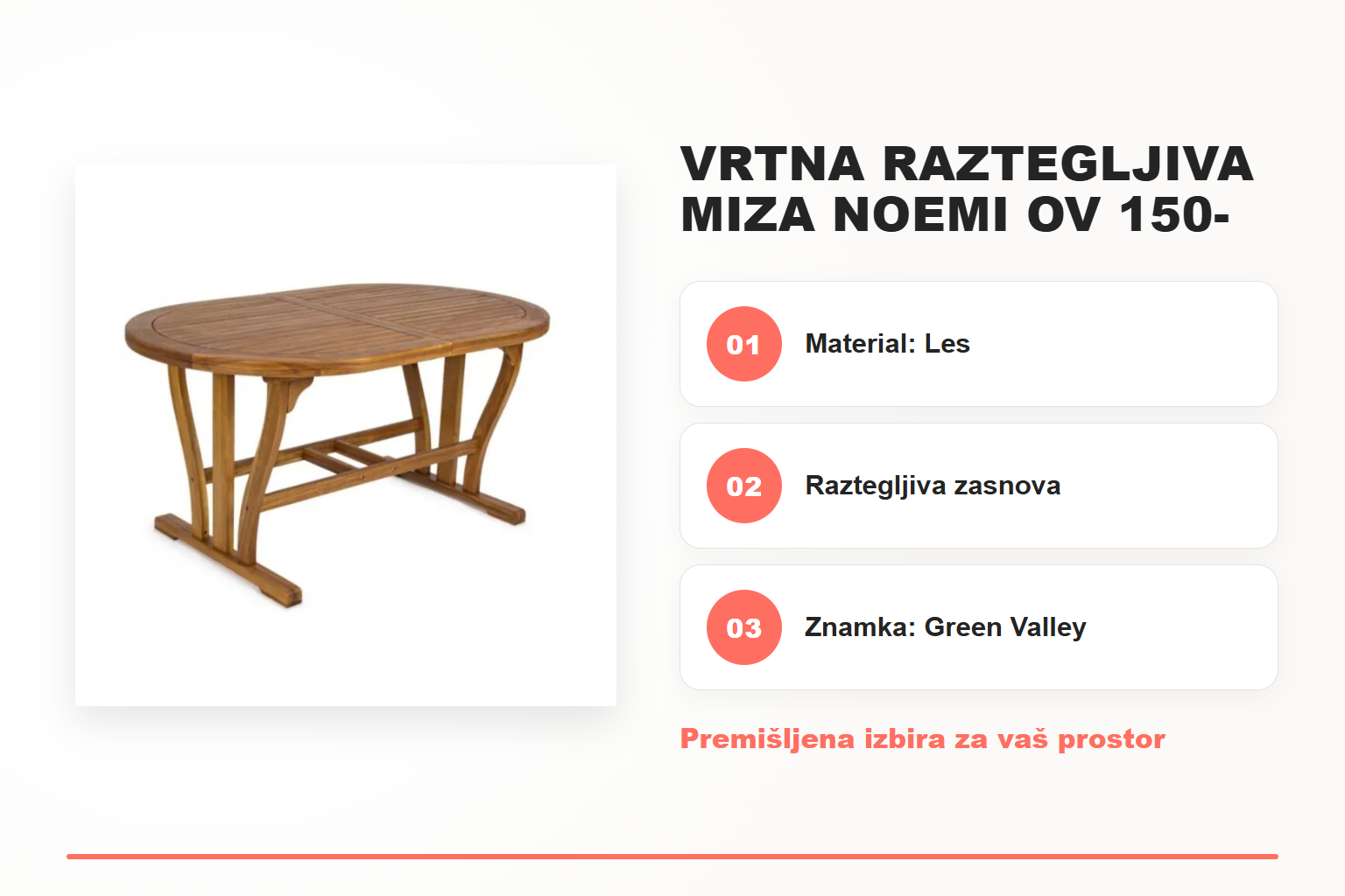 Vrtna raztegljiva miza NOEMI OV 150-200X90 – pregled ključnih lastnosti