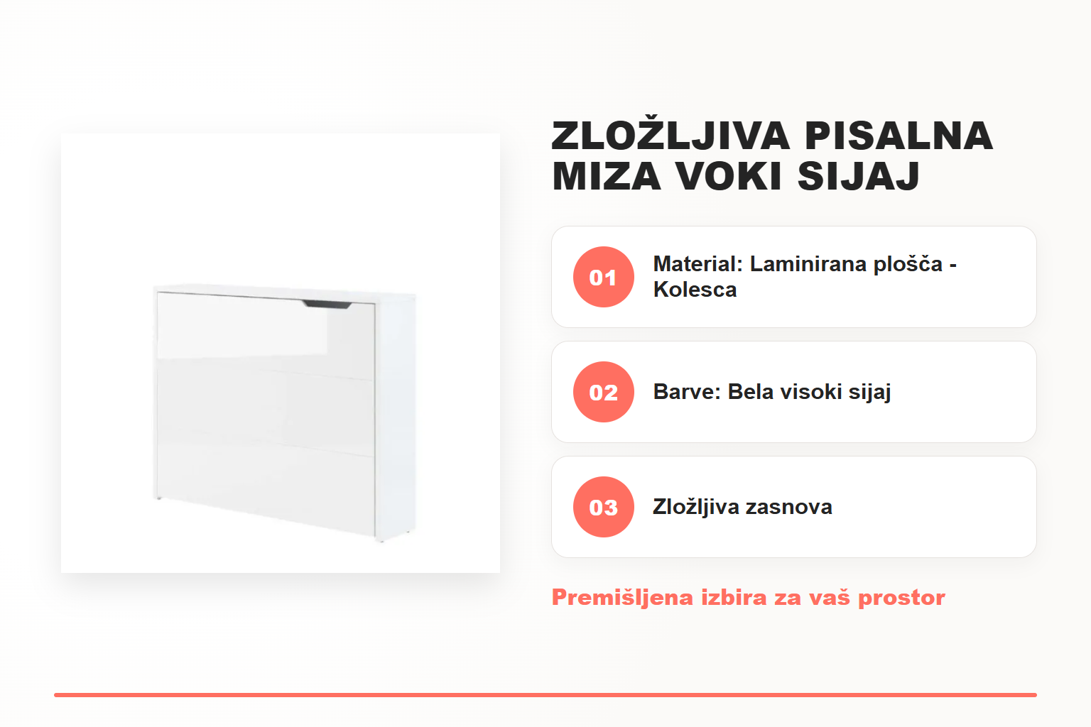 Zložljiva pisalna miza VOKI sijaj – pregled ključnih lastnosti