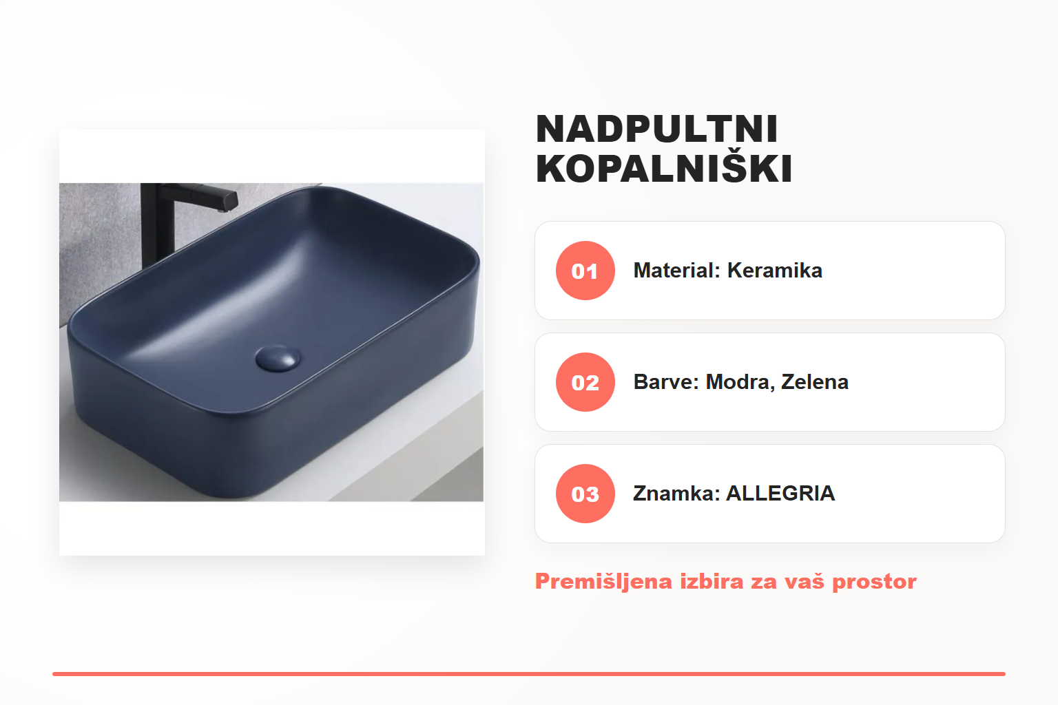 Nadpultni kopalniški umivalnik BEJBA 60 – pregled ključnih lastnosti