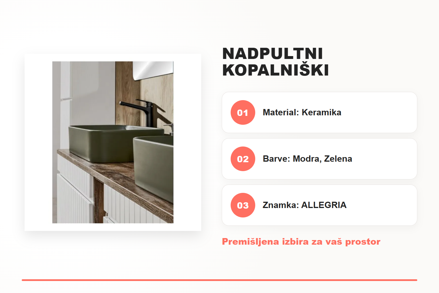 Nadpultni kopalniški umivalnik BEJBA 50 – pregled ključnih lastnosti