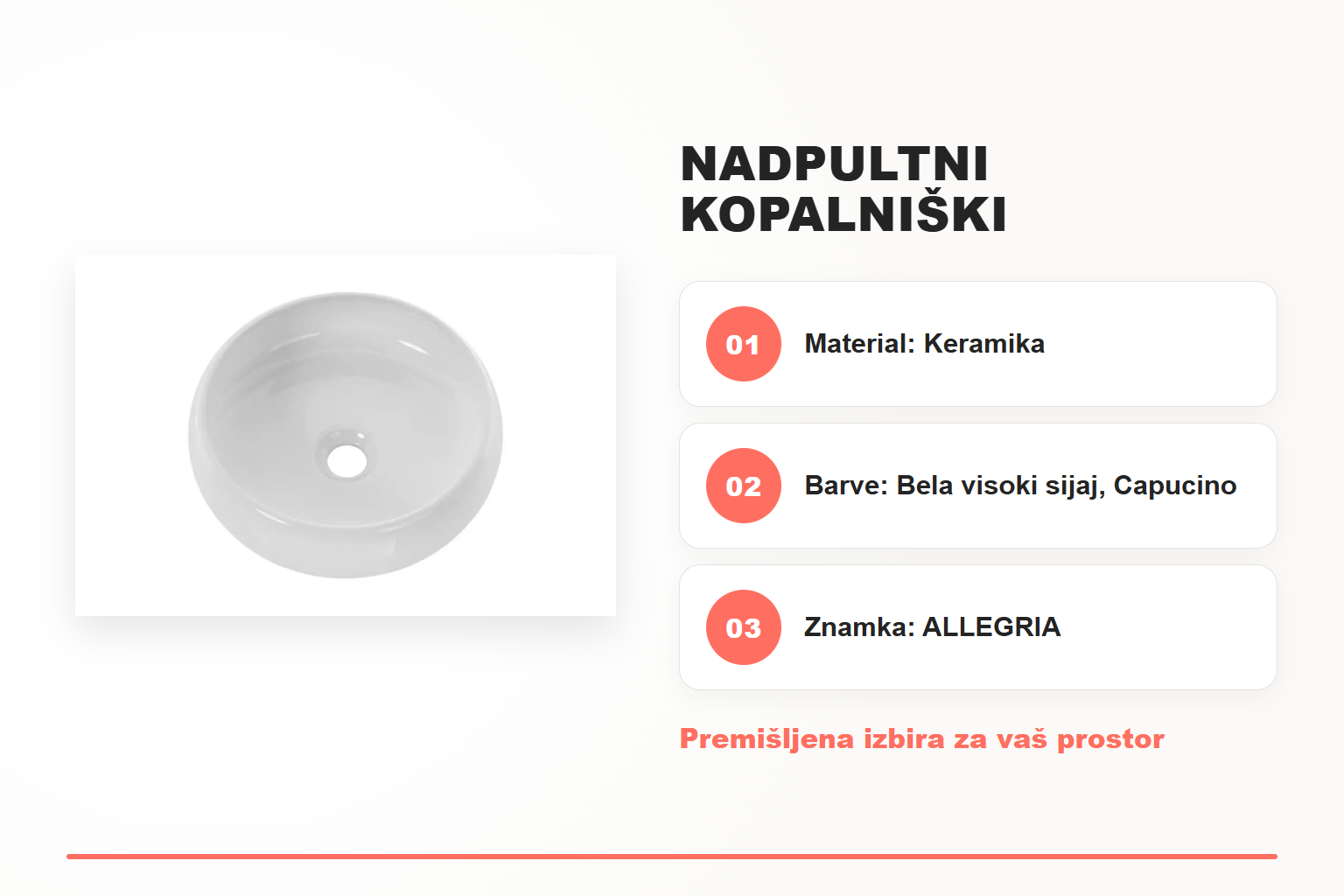 Nadpultni kopalniški umivalnik JAGODA 30 – pregled ključnih lastnosti