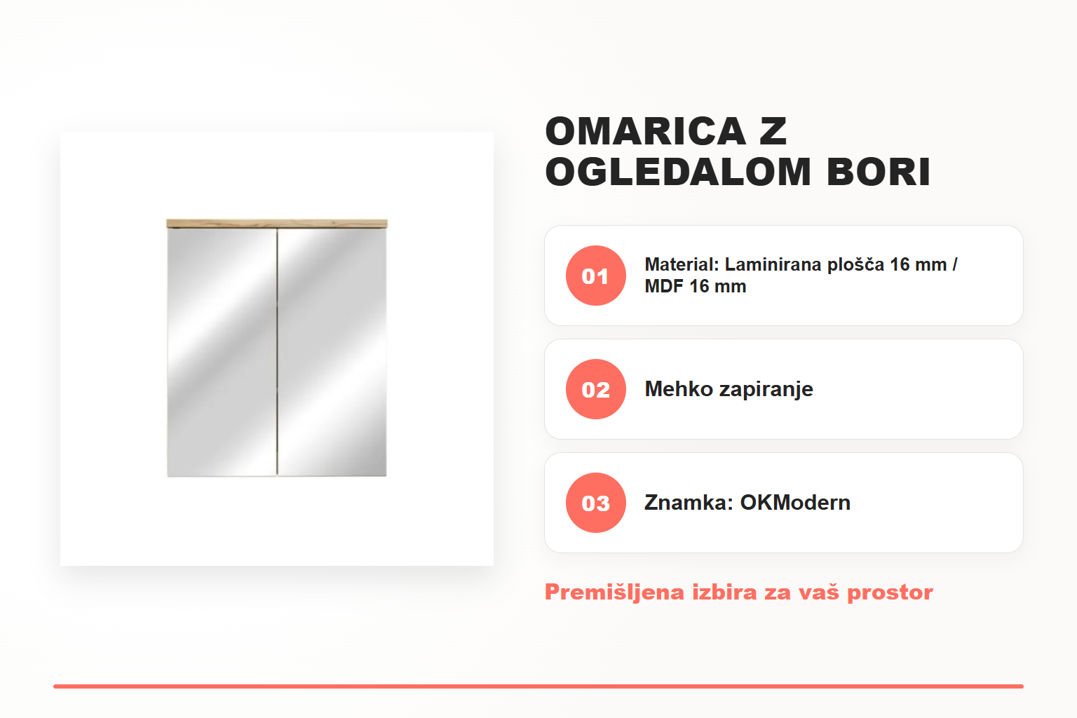 Omarica z ogledalom BORI 60D – pregled ključnih lastnosti