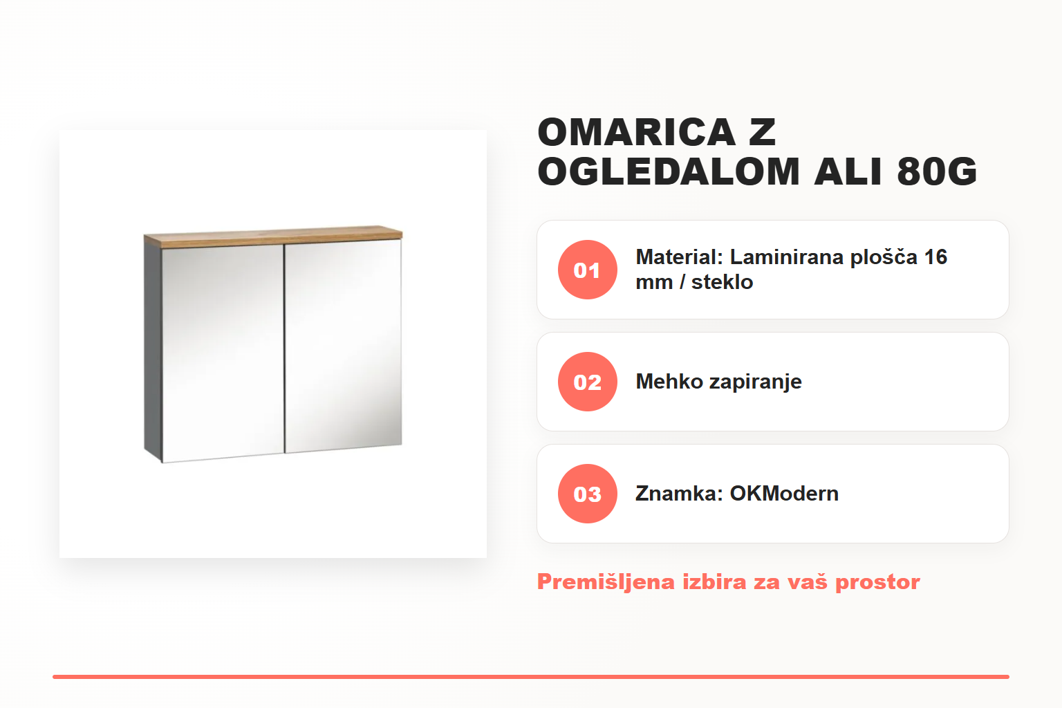 Omarica z ogledalom ALI 80G – pregled ključnih lastnosti