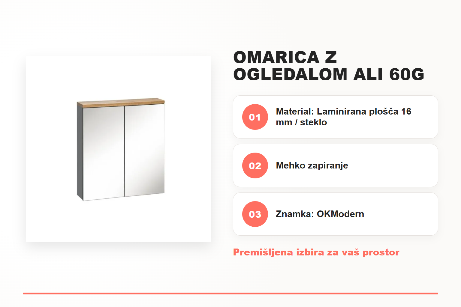 Omarica z ogledalom ALI 60G – pregled ključnih lastnosti