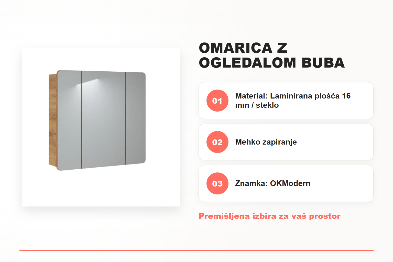Omarica z ogledalom BUBA 80G – pregled ključnih lastnosti