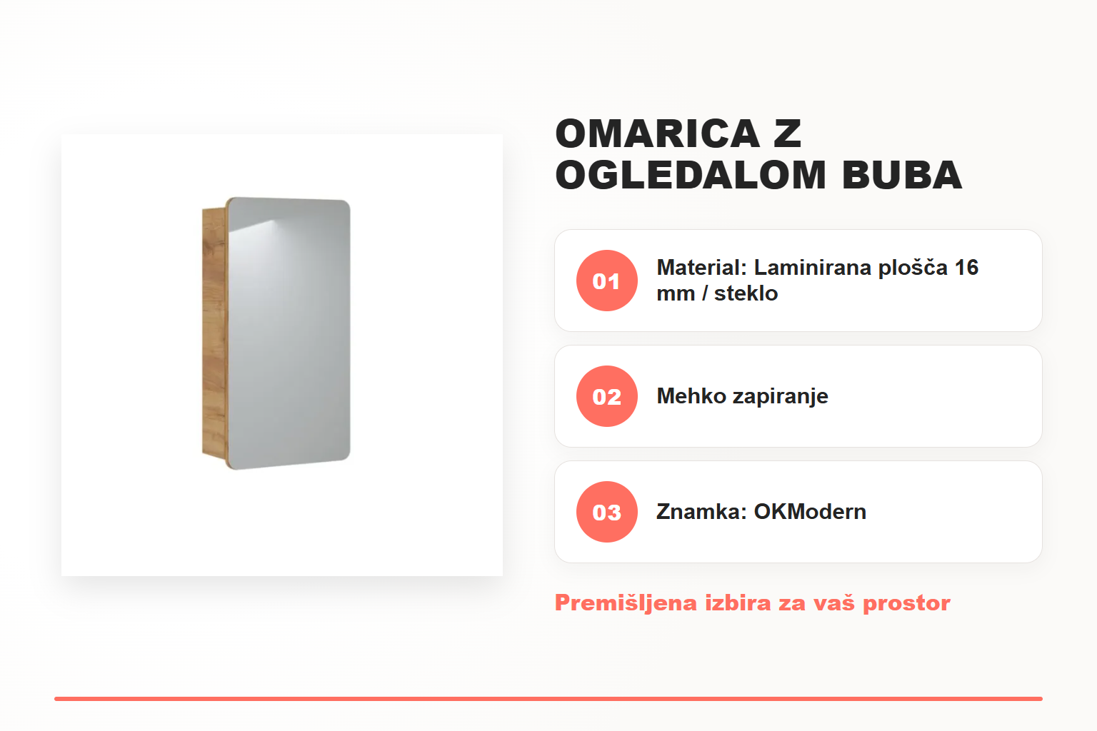Omarica z ogledalom BUBA 40G – pregled ključnih lastnosti
