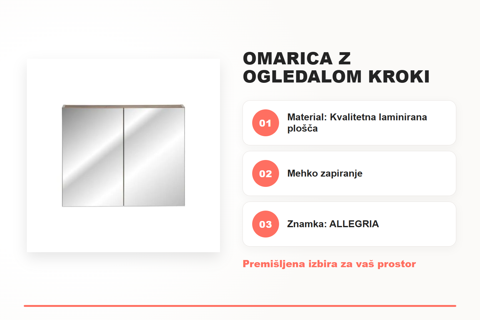 Omarica z ogledalom KROKI 80 – pregled ključnih lastnosti