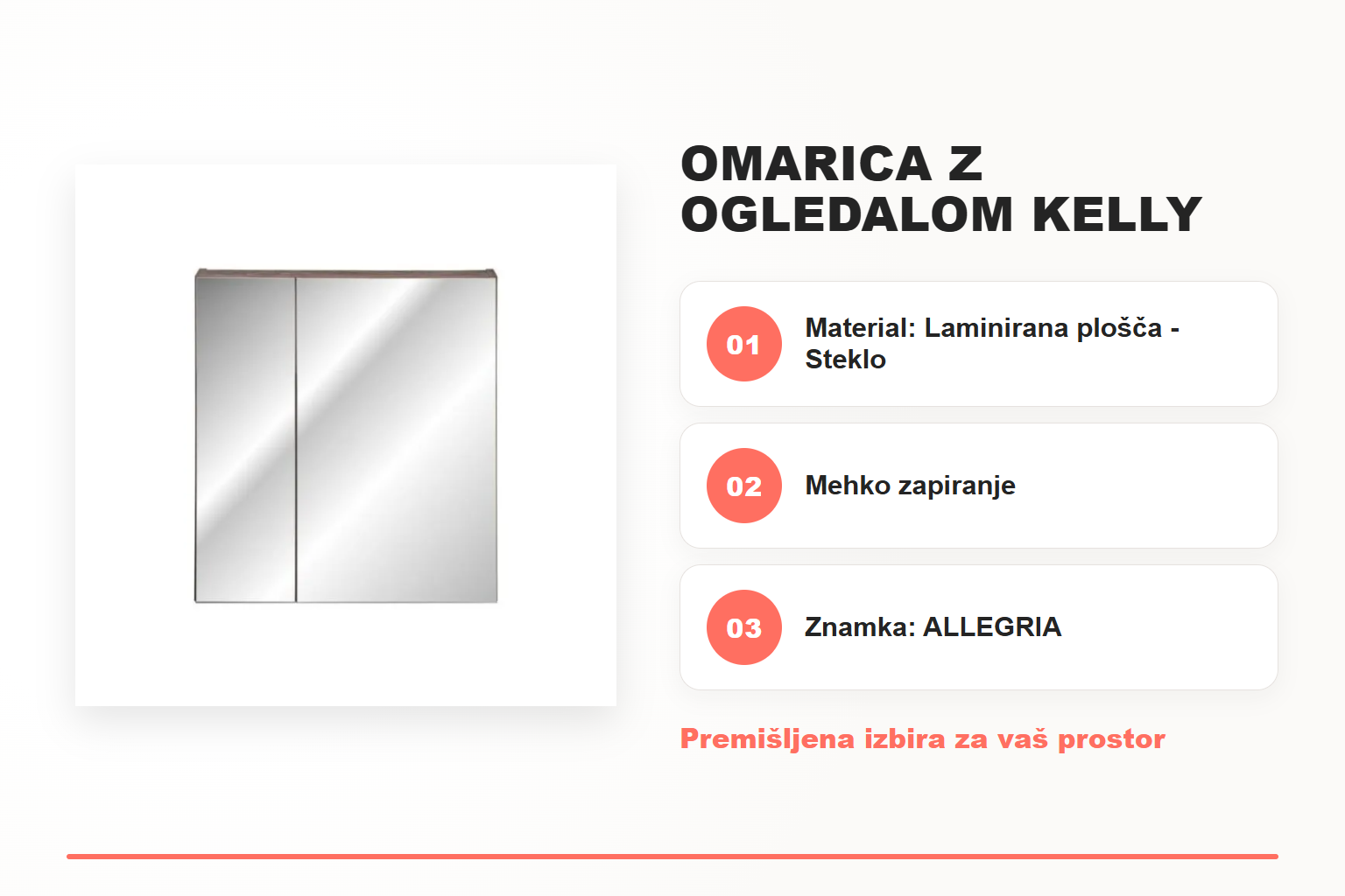 Omarica z ogledalom KELLY 60 – pregled ključnih lastnosti
