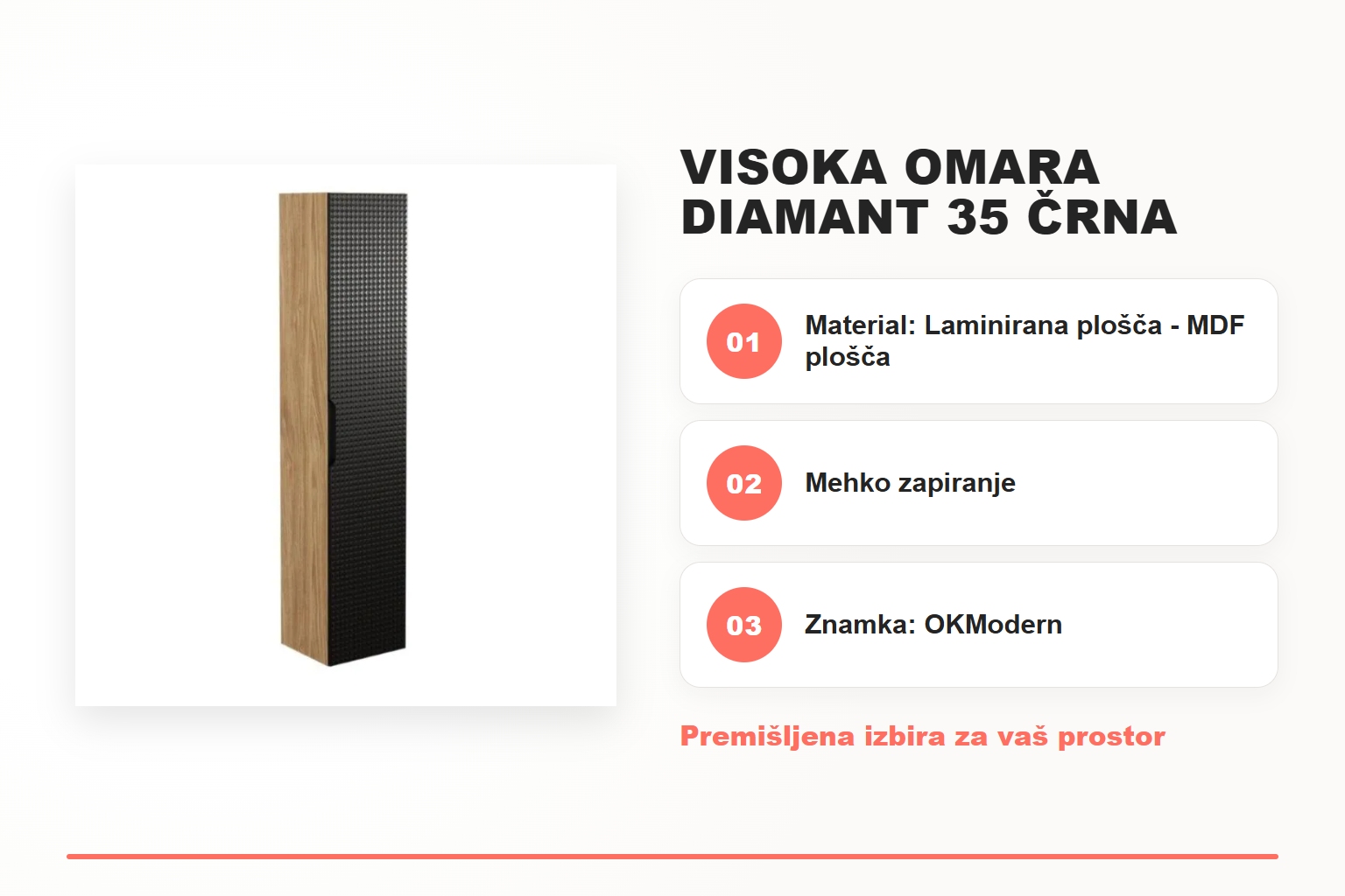Visoka omara DIAMANT 35 črna – pregled ključnih lastnosti