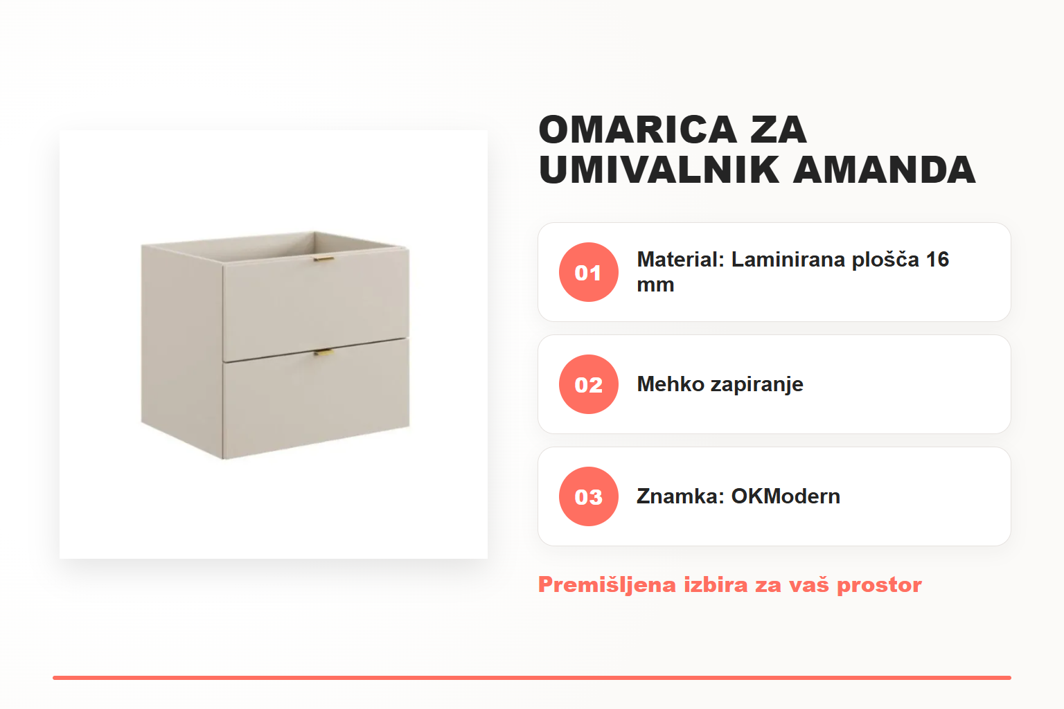 Omarica za umivalnik AMANDA 60D – pregled ključnih lastnosti