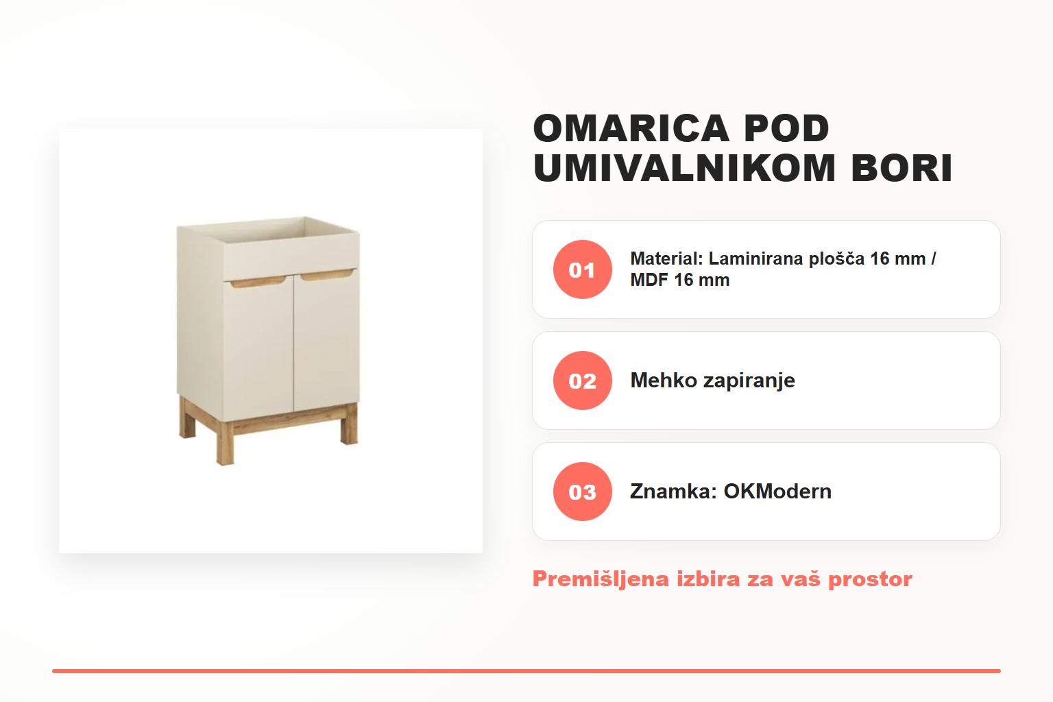 Omarica pod umivalnikom BORI 60D – pregled ključnih lastnosti
