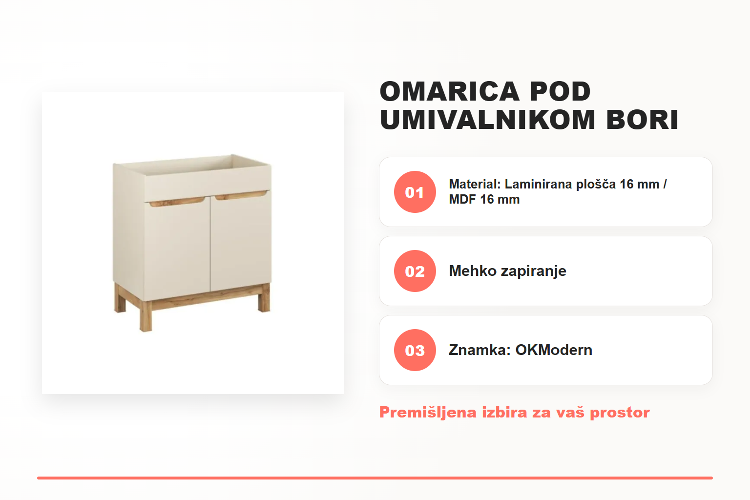 Omarica pod umivalnikom BORI 80D – pregled ključnih lastnosti