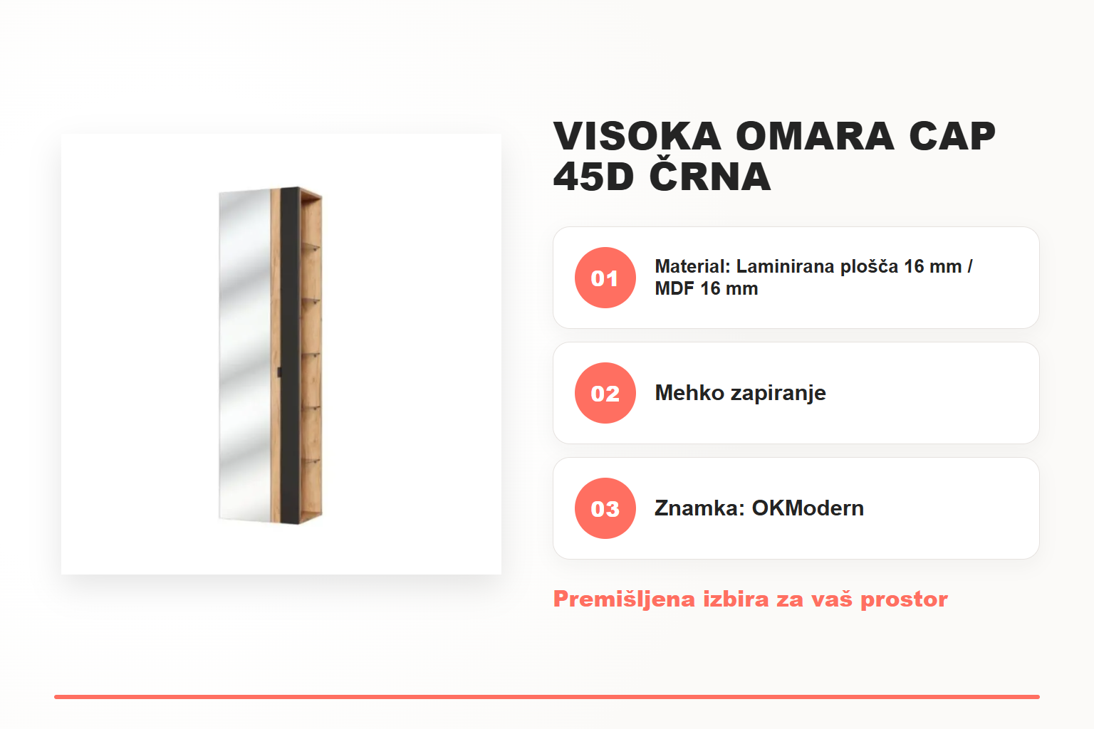 Visoka omara CAP 45D črna – pregled ključnih lastnosti