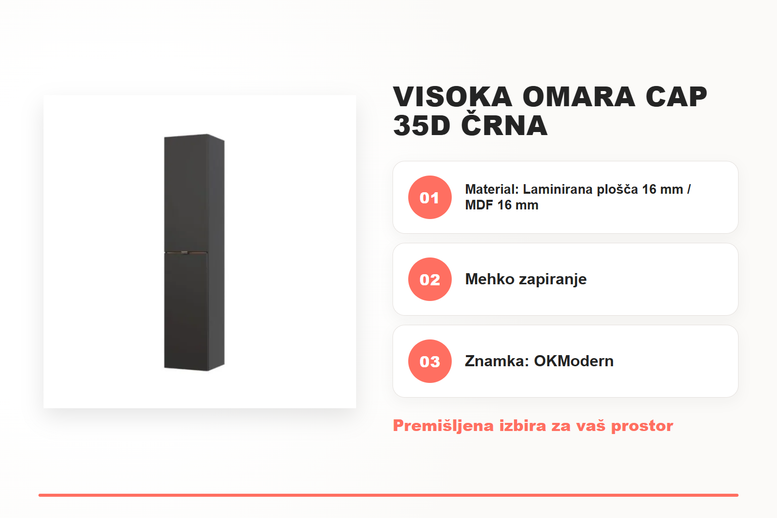 Visoka omara CAP 35D črna – pregled ključnih lastnosti