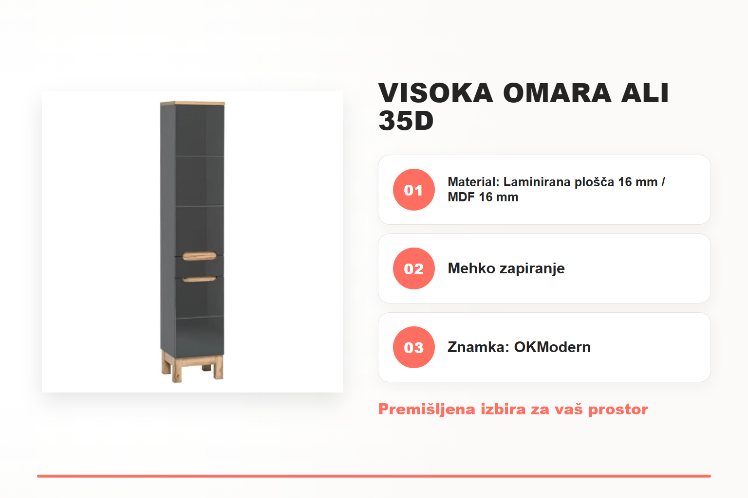 Visoka omara ALI 35D – pregled ključnih lastnosti