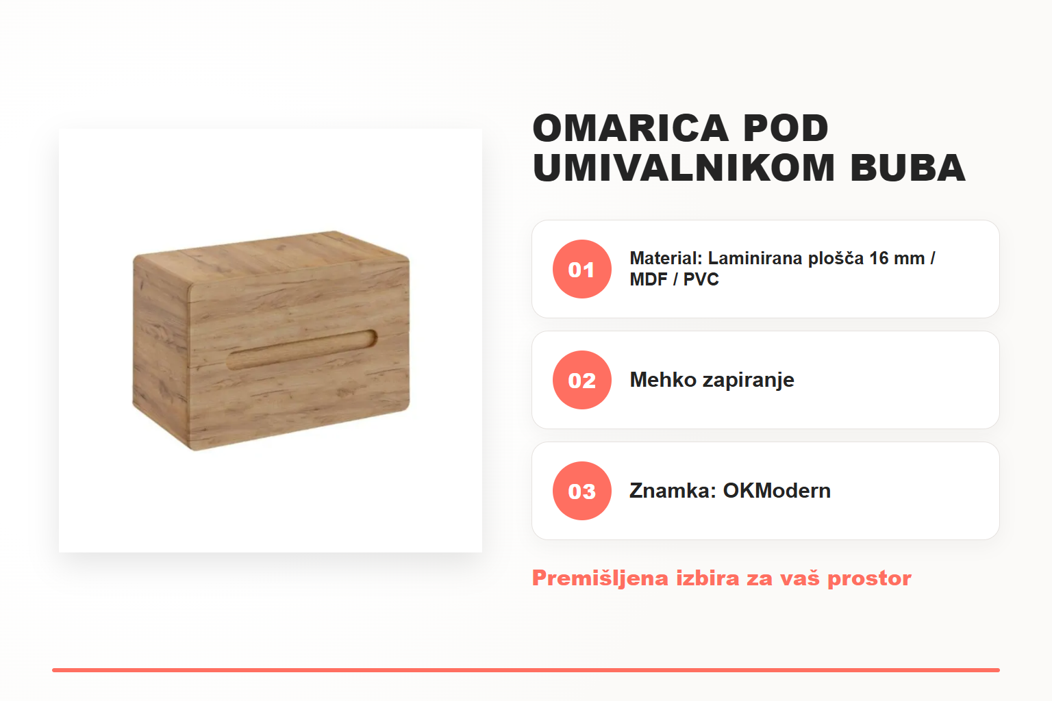 Omarica pod umivalnikom BUBA hrast 80D 2 – pregled ključnih lastnosti