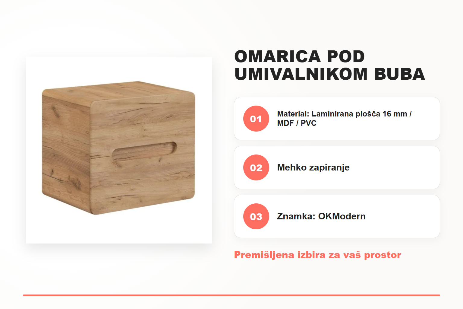 Omarica pod umivalnikom BUBA hrast 60D 2 – pregled ključnih lastnosti