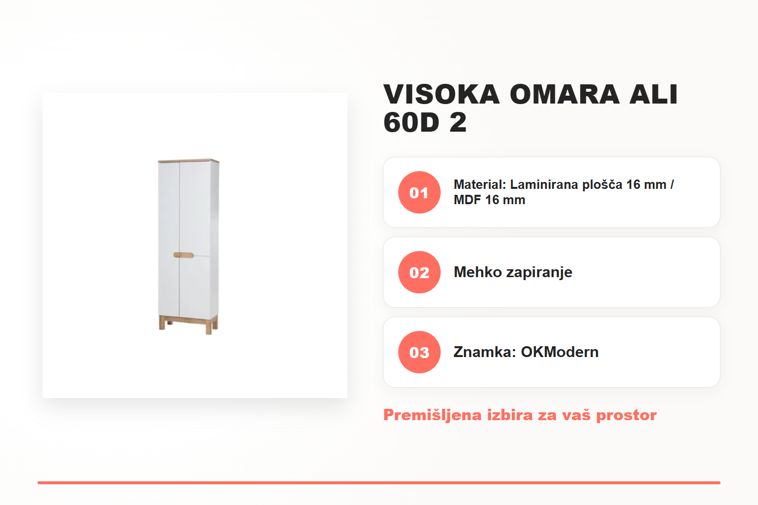 Visoka omara ALI 60D 2 – pregled ključnih lastnosti