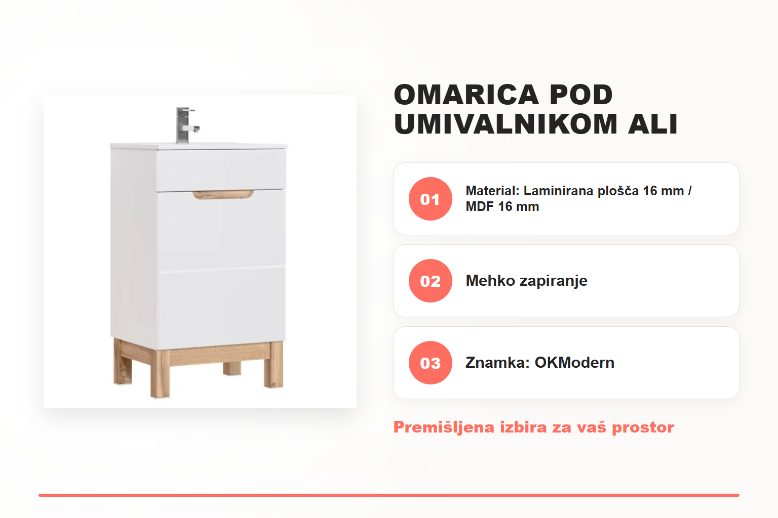 Omarica pod umivalnikom ALI 50D – pregled ključnih lastnosti