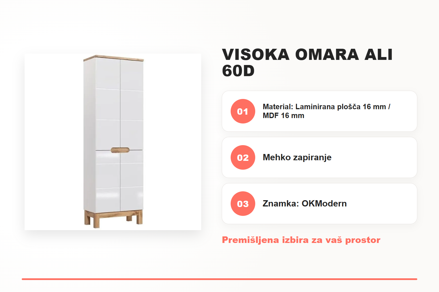 Visoka omara ALI 60D – pregled ključnih lastnosti
