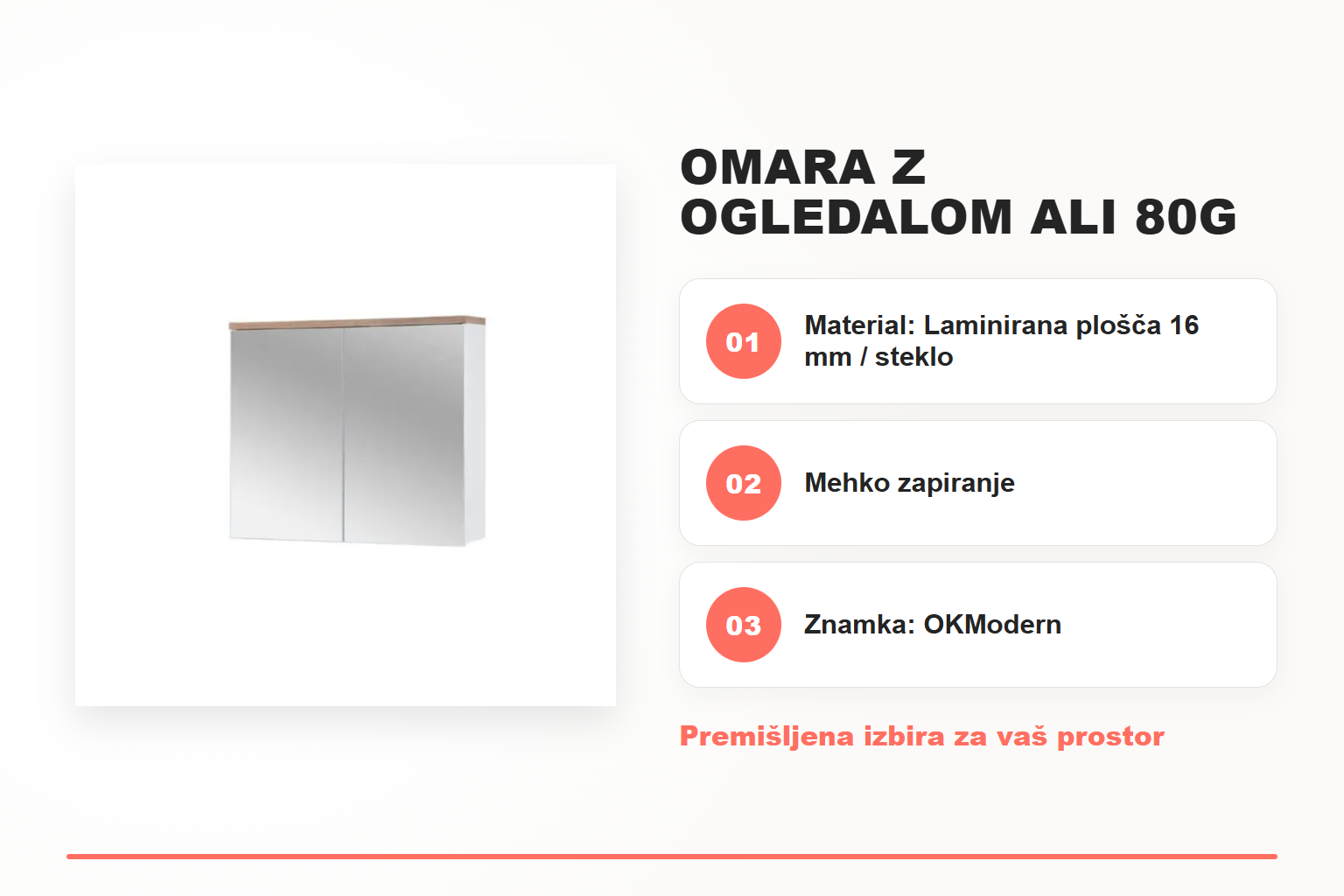 Omara z ogledalom ALI 80G – pregled ključnih lastnosti