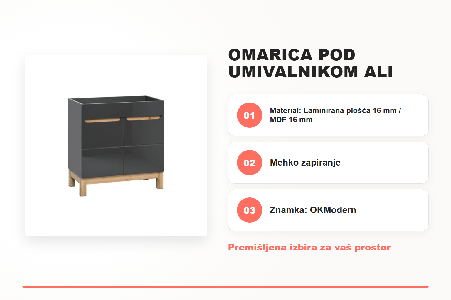Omarica pod umivalnikom ALI 80D – pregled ključnih lastnosti