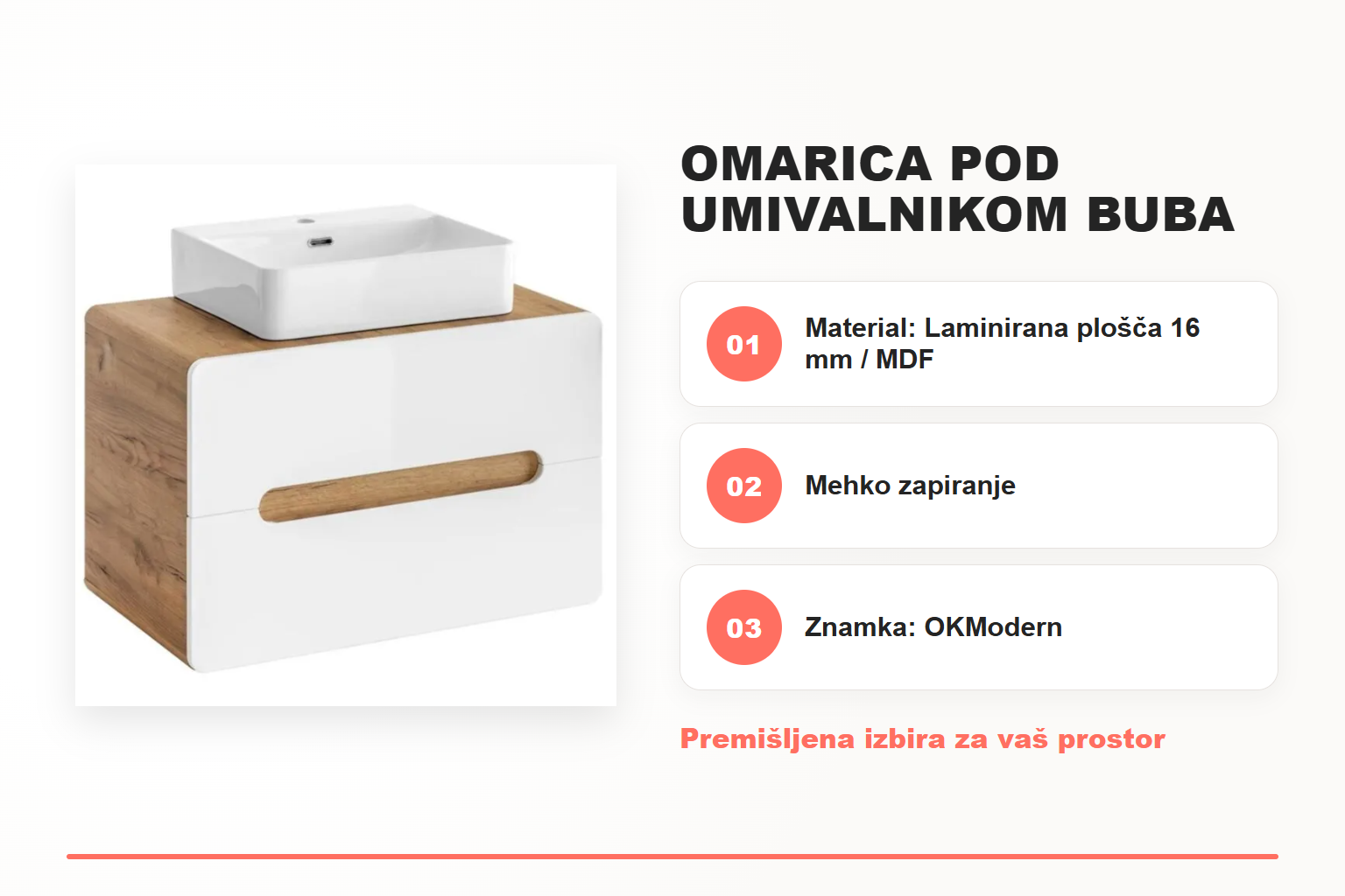 Omarica pod umivalnikom BUBA 2 60D 2P – pregled ključnih lastnosti