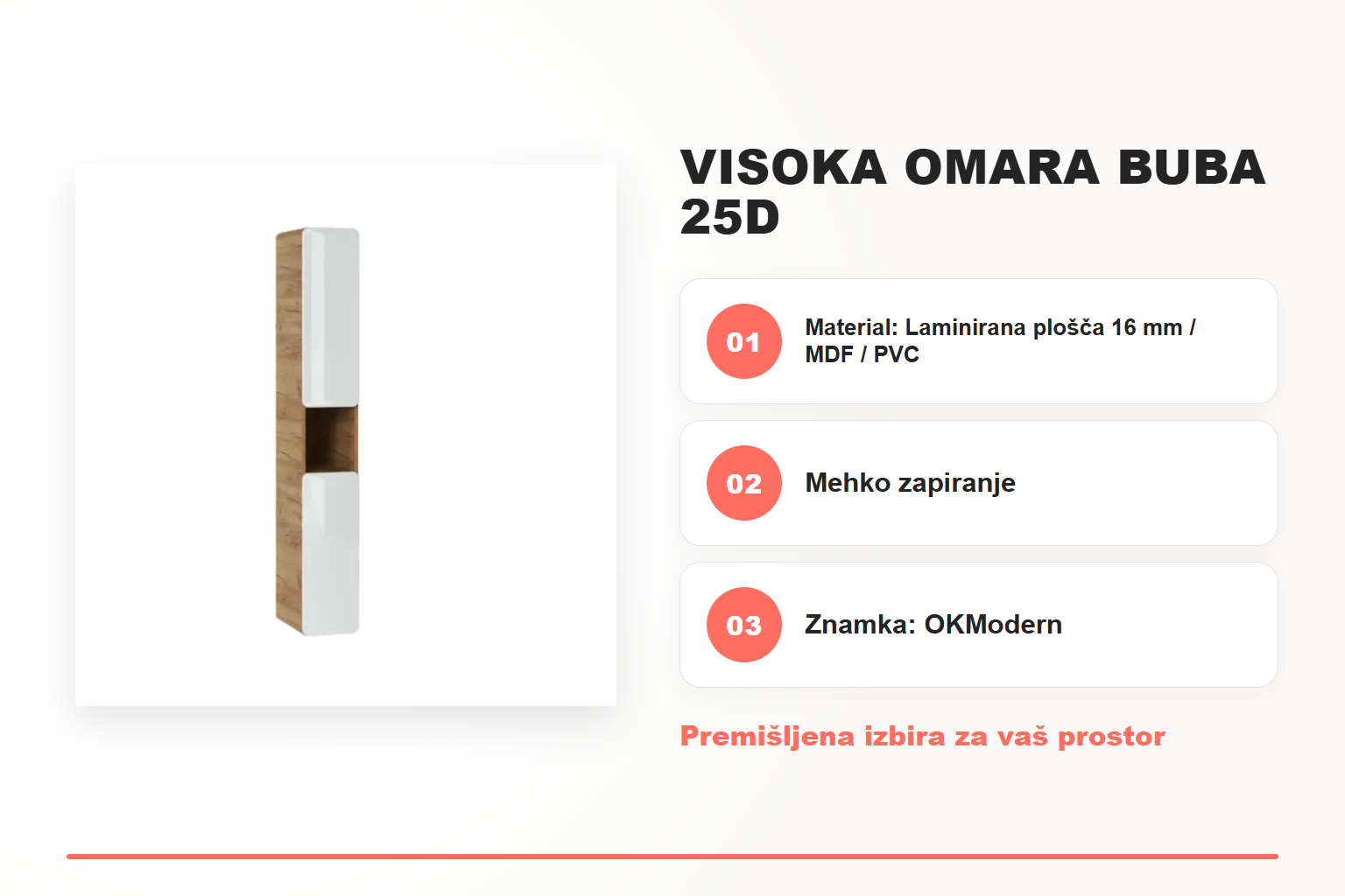 Visoka omara BUBA 25D – pregled ključnih lastnosti
