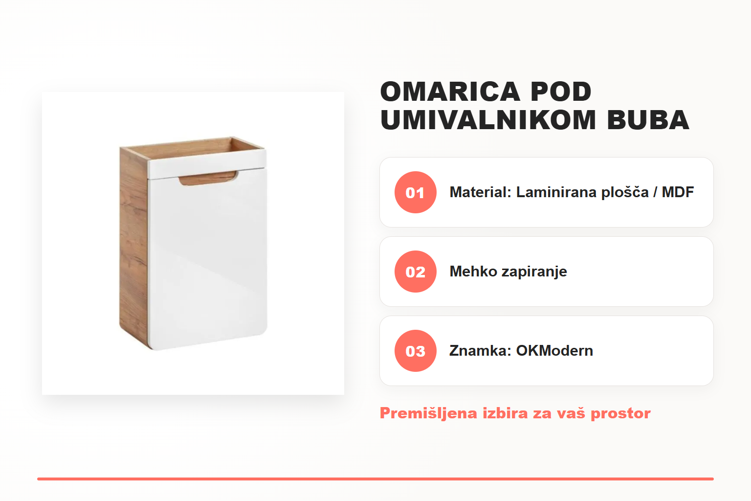 Omarica pod umivalnikom BUBA 40D – pregled ključnih lastnosti