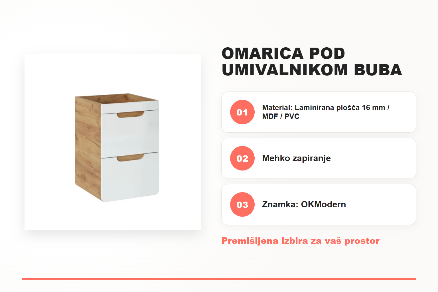 Omarica pod umivalnikom BUBA 40D 2P – pregled ključnih lastnosti