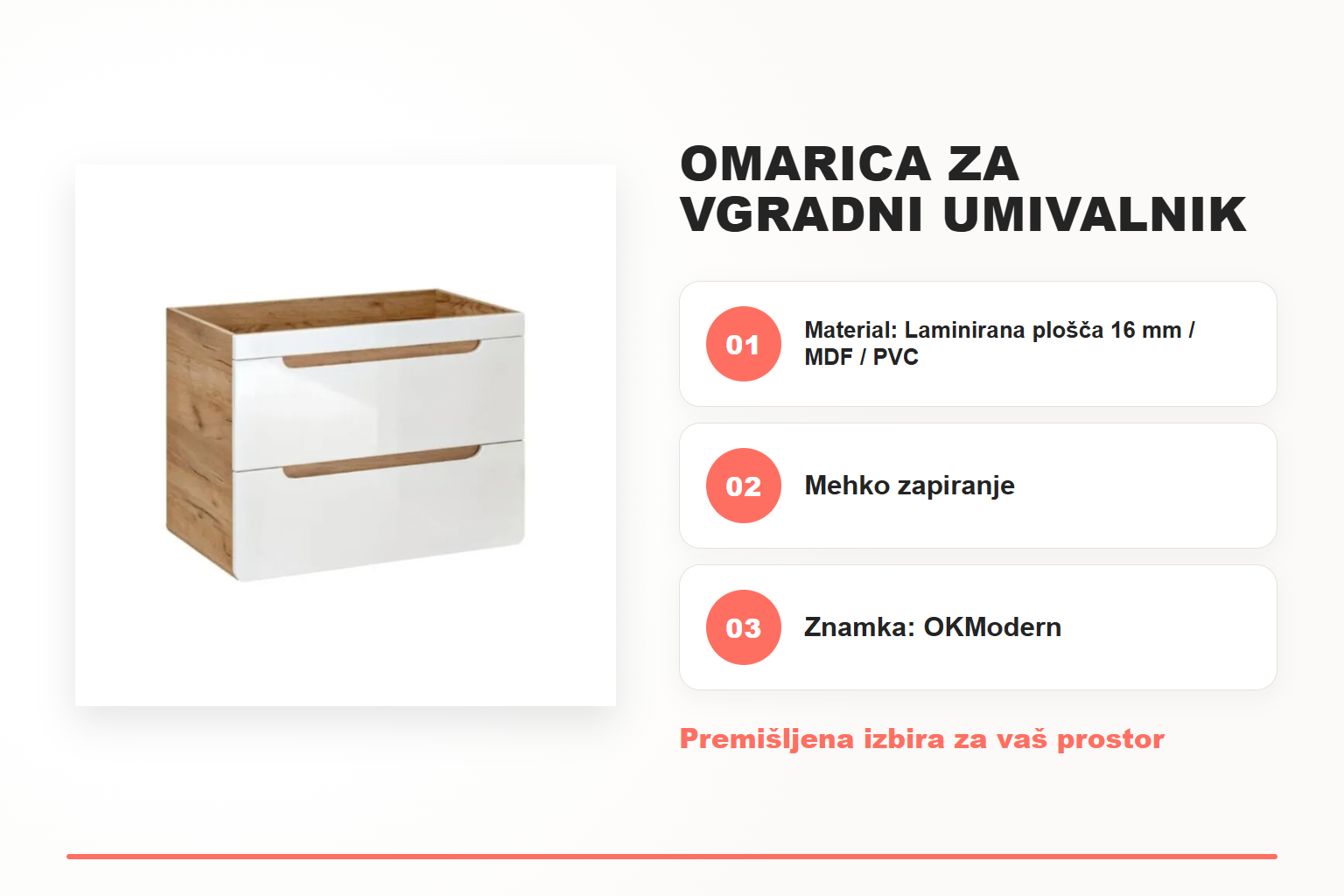 Omarica za vgradni umivalnik BUBA 80D 2P – pregled ključnih lastnosti