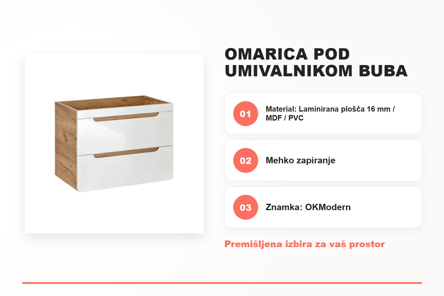 Omarica pod umivalnikom BUBA 60D 2P – pregled ključnih lastnosti