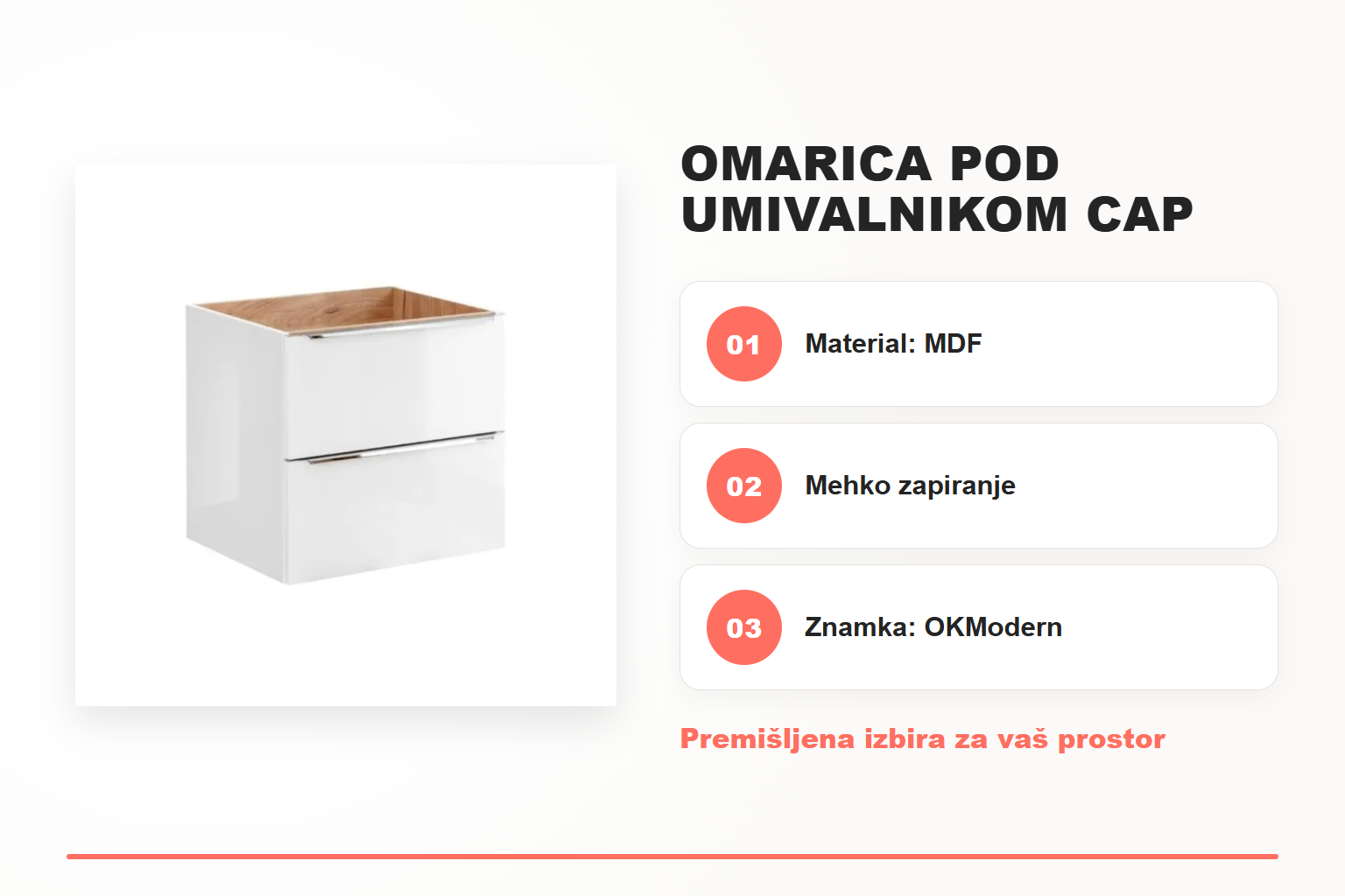 Omarica pod umivalnikom CAP 60D – pregled ključnih lastnosti