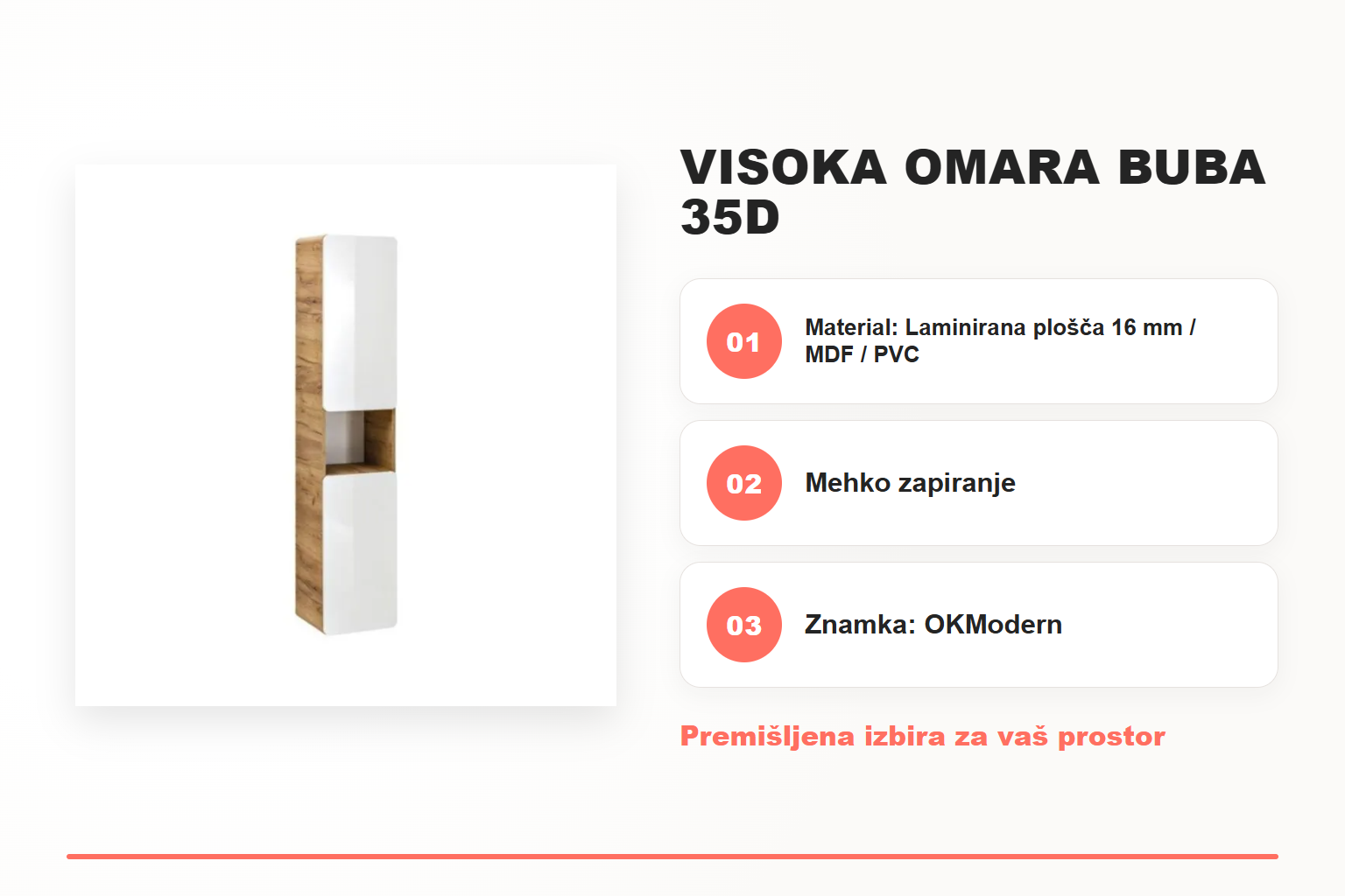 Visoka omara BUBA 35D – pregled ključnih lastnosti
