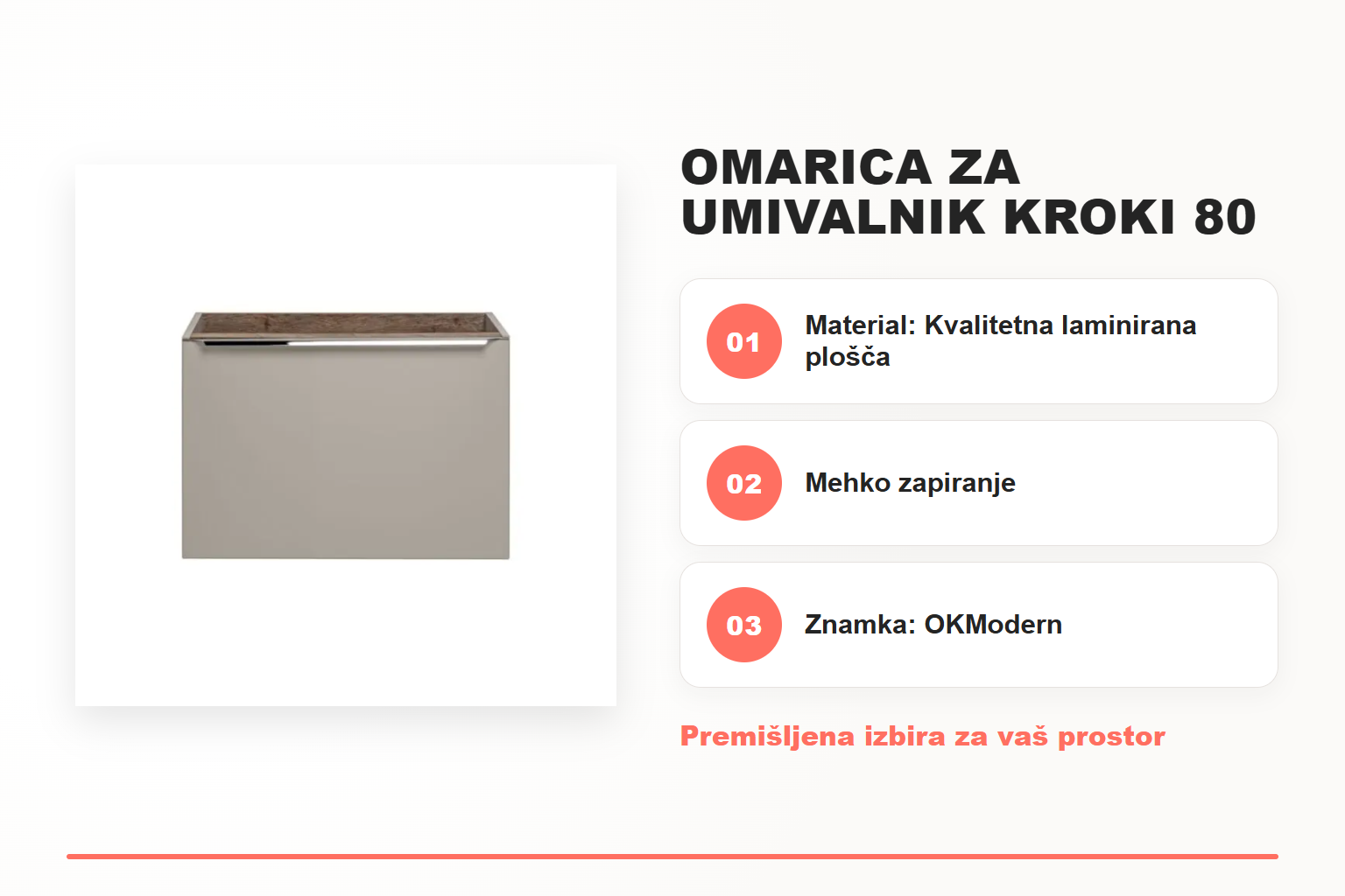 Omarica za umivalnik KROKI 80 – pregled ključnih lastnosti