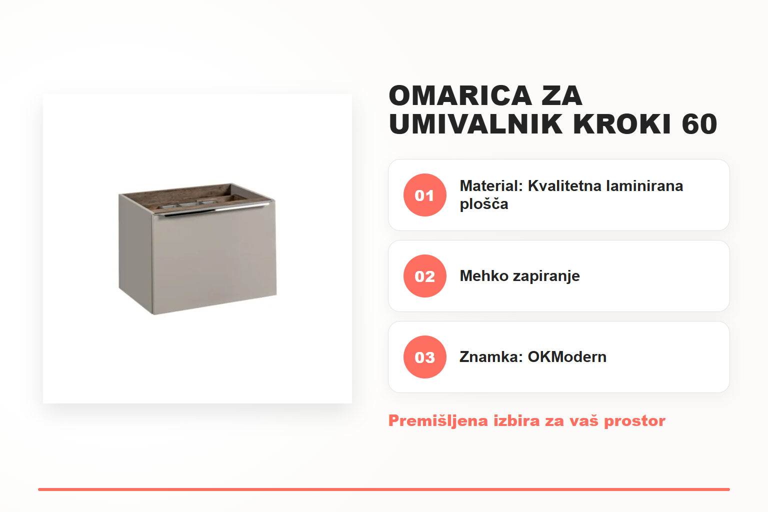 Omarica za umivalnik KROKI 60 – pregled ključnih lastnosti