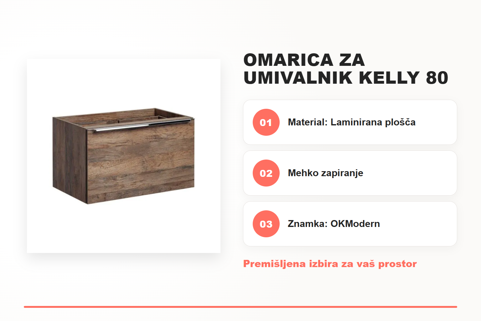 Omarica za umivalnik KELLY 80 – pregled ključnih lastnosti