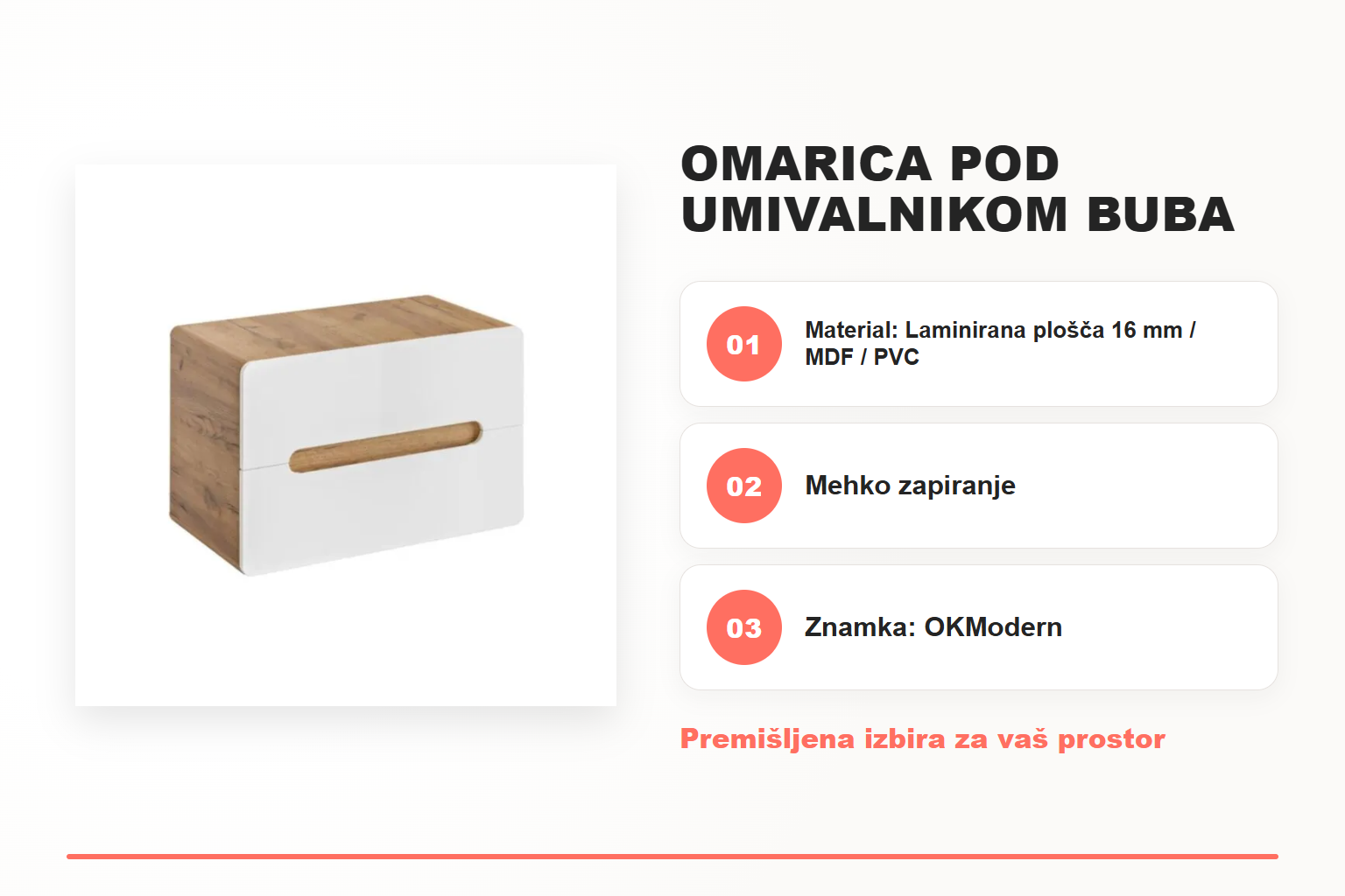 Omarica pod umivalnikom BUBA 80D 2P – pregled ključnih lastnosti